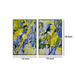 999Store Yellow & Blue Vinyl Wall Painting Panel with Fibre Frame - Set of 2 image 5