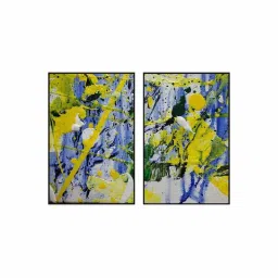 999Store Yellow & Blue Vinyl Wall Painting Panel with Fibre Frame - Set of 2 image 2