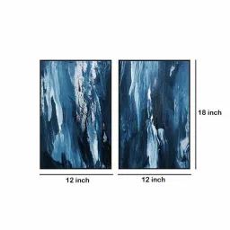 999Store Blue Vinyl Wall Painting Panel with Fibre Frame - Set of 2 image 5
