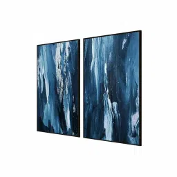999Store Blue Vinyl Wall Painting Panel with Fibre Frame - Set of 2 image 3