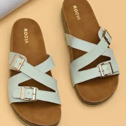 Rocia by Regal Women's Blue Cross Strap Sandals-image-0