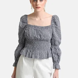 Kazo White & Black Check Top image 1