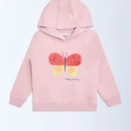 HOP Kids by Westside Pink Butterfly Applique Cotton-Blend Hoodie-image-70