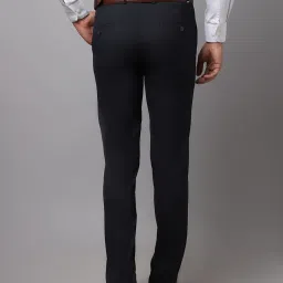 Cantabil Dark Navy Regular Fit Flat Front Trousers image 2