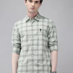 U.S. Polo Assn. Denim Co. Pure Cotton Tartan Checks Casual Shirt-image-89