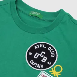 United Colors of Benetton Kids Green Cotton Printed T-Shirt image 3