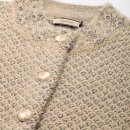 Cayman Camel Brown Wool Self Design Cardigan image 5