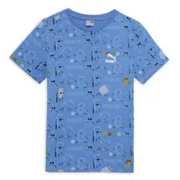 Puma Boys Classics Blue Cotton Printed T-Shirt-image-84