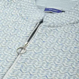 Cayman Blue Wool Self Design Cardigan image 5