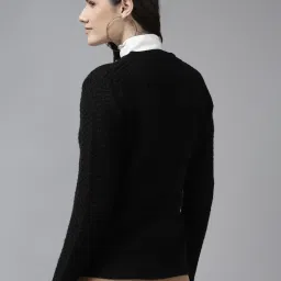 Cayman Black Wool Self Design Cardigan image 2
