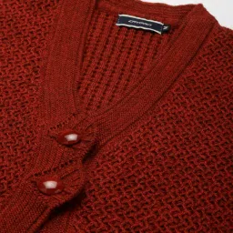 Cayman Red Wool Self Design Cable Knit Cardigan image 5
