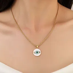 SALTY Evil Eye Stone Studded Stainless Steel Pendant With Chain-picture-13