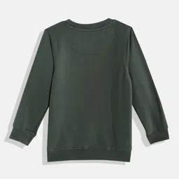Allen Solly Junior Boys Olive Green Solid Sweatshirt image 2