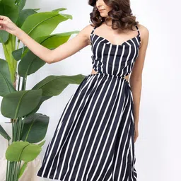 Aoba Womens Black Stripped Beachwear Dress-image-33