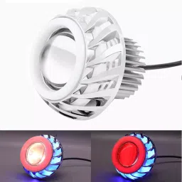 AllExtreme 10W High Intensity Led Projector Lamp Stylish Dual Ring COB LED Headlight with Hi/Low Beam and Flasher Function for All Bikes (Blue & Red, 2 Pcs) image 2