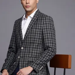 Raymond Checked Notched Lapel Collar Smart Casual Blazer-picture-17
