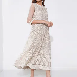 RANGMANCH BY PANTALOONS Women Embroidered A-Line Midi Dress-picture-42