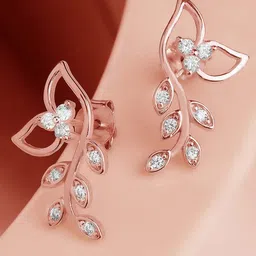 Zavya Rose Gold 925 Sterling Silver Leaf Shaped Studs image 1