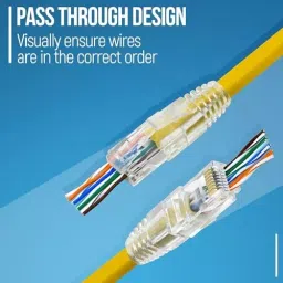 FEDUS RJ45 Cat6 Pass-Through Connectors and Strain Relief Boots ‎Transparent (Pack of 100 Pcs) image 3