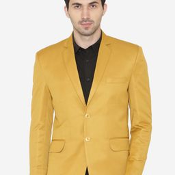 Wintage Men Yellow Solid Tailored Fit Single-Breasted Formal Blazer-picture-14
