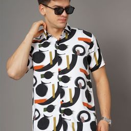 THE BEETEL HOUSE Men Standard Fit Spread Collar Abstract Printed Casual Shirt-picture-37