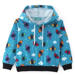 Tiara Fleece Full Sleeves Bats Printed Hoodie - Blue-picture-25