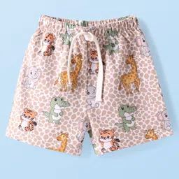 Babyhug Terry Knit Mid Thigh Shorts With Animal Print - Brown-picture-16