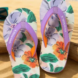 Pine Kids Slip On Floral Printed Flip Flops - Purple-picture-20