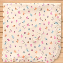 CUCUMBER Interlock Knit Towel With Bird Print L 81 x B 81 cm - Peach-picture-41