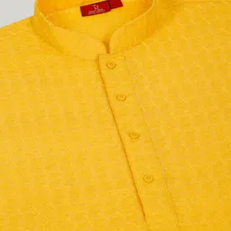 KRAFT INDIA Men Ethnic Motifs Embroidered Regular Chikankari Kurta with Pyjamas image 2