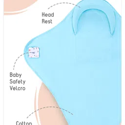 Babyhug Premium Cotton Snug Pod Baby Wrap Teddy Print- White & Blue image 2
