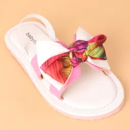 Babyoye Sandals with Back Strap Closure & Bow Applique - Pink image 3