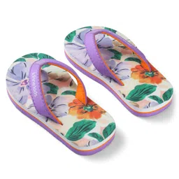 Pine Kids Slip On Floral Printed Flip Flops - Purple image 3