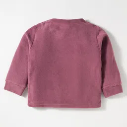 Kanvin Knit Full Sleeves Antipiling Polar Fleece Sweatshirt & Lounge Pant Set With Animal Embriodery - Mauve image 3