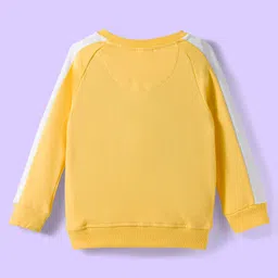 Babyhug Terry Knit Full Sleeves T-Shirt & Jogger Set with All Good Text Print - Yellow & Blue image 3