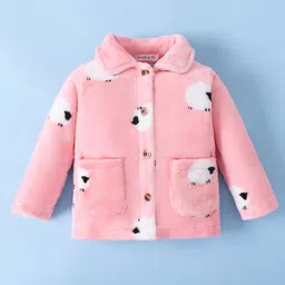 Mark & Mia Full Sleeves Winter Wear Co-ords Night Suit With Animal Print - Pink image 3