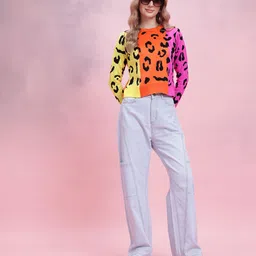 DressBerry Colourblocked Animal Design Pullover image 3