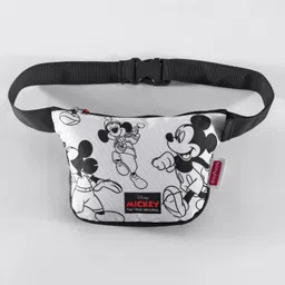 Babyhug Disney Spacious Waist Bag With Mickey Mouse Print - Black & White image 4