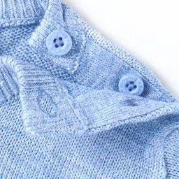 Babyhug Knitted Full Sleeves Pullover Sweater With Car Design - Light Blue image 4