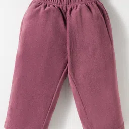 Kanvin Knit Full Sleeves Antipiling Polar Fleece Sweatshirt & Lounge Pant Set With Animal Embriodery - Mauve image 4