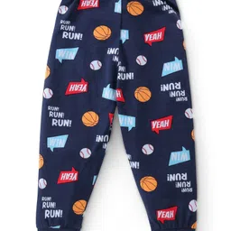 Babyhug Cotton Full Length Lounge Pant Text Printed Pack of 2 - Red & Blue image 5