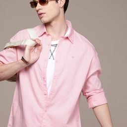 WROGN Pure Cotton Self Design Textured Oversized Shirt-picture-21