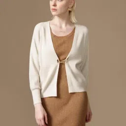 Kazo Beige Relaxed Fit Solid Cardigan-image-39