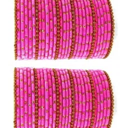 Shasmi Pink Glass Artificial Stones Bangle image 2