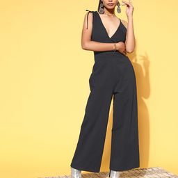 SASSAFRAS Women Classic Black Solid Joyful Jumpsuit-picture-36