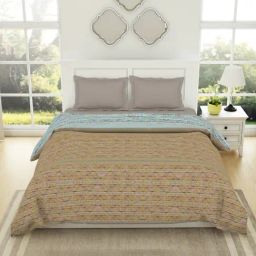 Spaces Printed Beige Cotton Shell Double Bed Quilt-picture-29