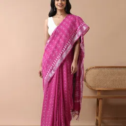 Taneira Pink Printed Saree With Blouse image 1