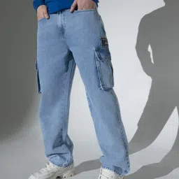 Hubberholme Blue Relaxed Fit Cargo Jeans image 1