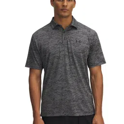 UNDER ARMOUR Black Regular Fit Printed Polo T-Shirt image 1
