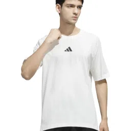Adidas White Cotton Regular Fit Printed Sports T-Shirt image 1